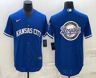Men%27s Kansas City Royals Big Logo Blue 2022 City Connect Cool Base Stitched Jerseys->kansas city royals->MLB Jersey